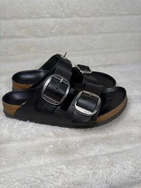 Birkenstock Arizona Big Buckle Oiled Leather Black Silver Women's EU 38 US 7